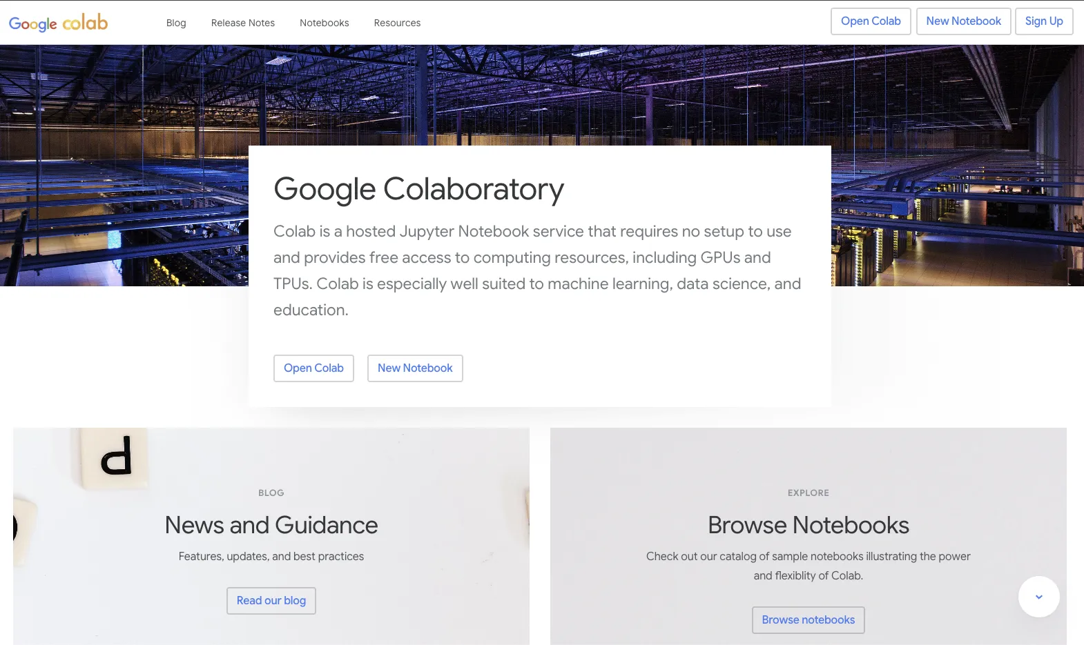 Google Colab 초기 화면 - 새 노트북 만들기